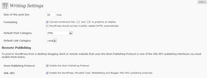 Look under 'writing' for the XML-RPC settings