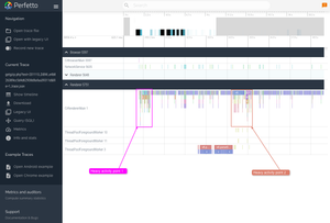The Perfetto is another UI that allows you to drill down into the browser main thread data.