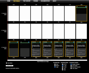 The compare view with three tests being compared.