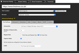 Run the times website through WPT without any modifications.