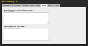 The block tab allows you to block certain requests, allowing you to see the the difference these requests can have on performance.