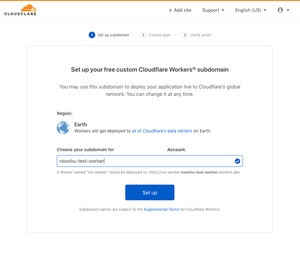 Choosing a subdomain to deploy your workers.
