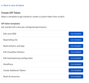 We get the option to create a token from a template.