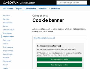 The design system has a dedicated cookie banner component.