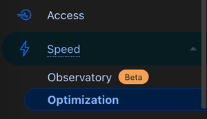 The left navigation in the Cloudflare dashboard with the Optimization link highlighted.