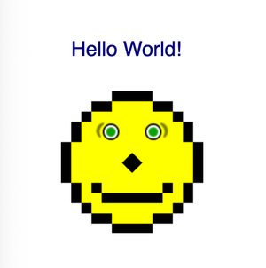 A picture of a yellow pixelated smiling face with green eyes to indicate that the browser was compliant with the rendering standards of the day.