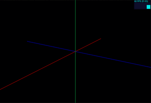 Creating a set of axis in three.js Caption: {x: red, y: green, z: blue} It's not much to look at but the axes can be very useful.