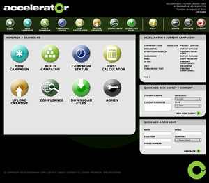 Accelerator dashboard.