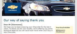 Chevrolet email campaign thumbnail image