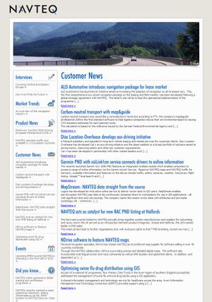 NAVTEQ news customer news.