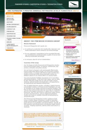 Pinewood Studios about page.