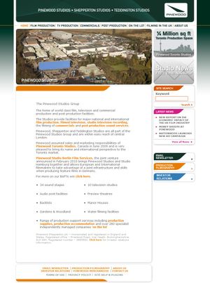 Pinewood Studios homepage.