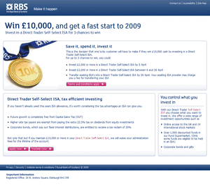 Royal Bank of Scotland landing page.