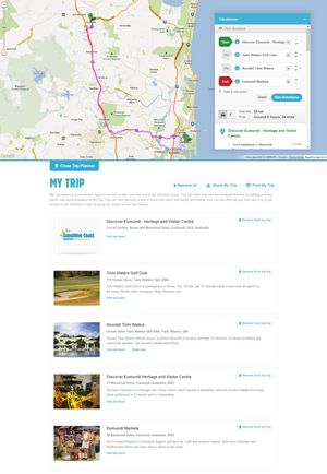 Sunshine Coast trip planner page.
