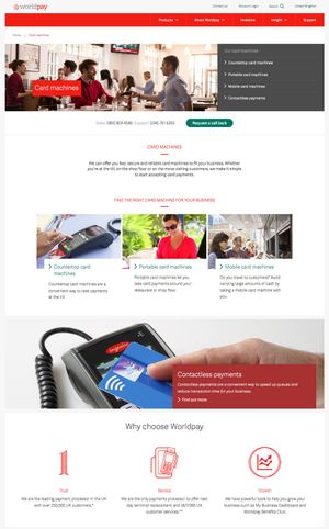 Worldpay card machine page.